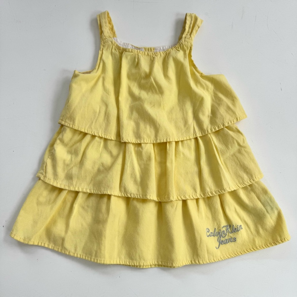 Calvin Klein Jeans Youth Girls Yellow Tiered Ruffle Swing Tank Top Size Girls 6